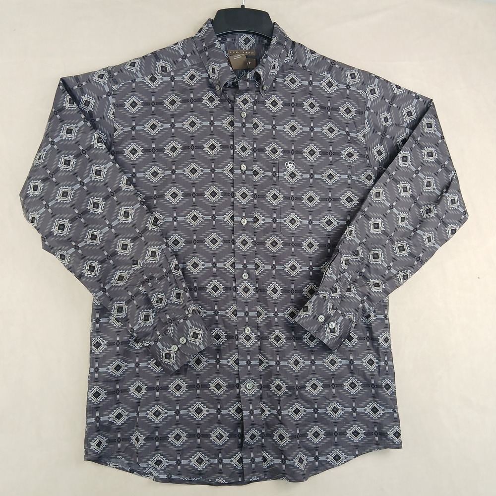 Ariat Large Mens Shirt Aztec Southwest Stretch 22x29 **Fits A Medium ** Slim